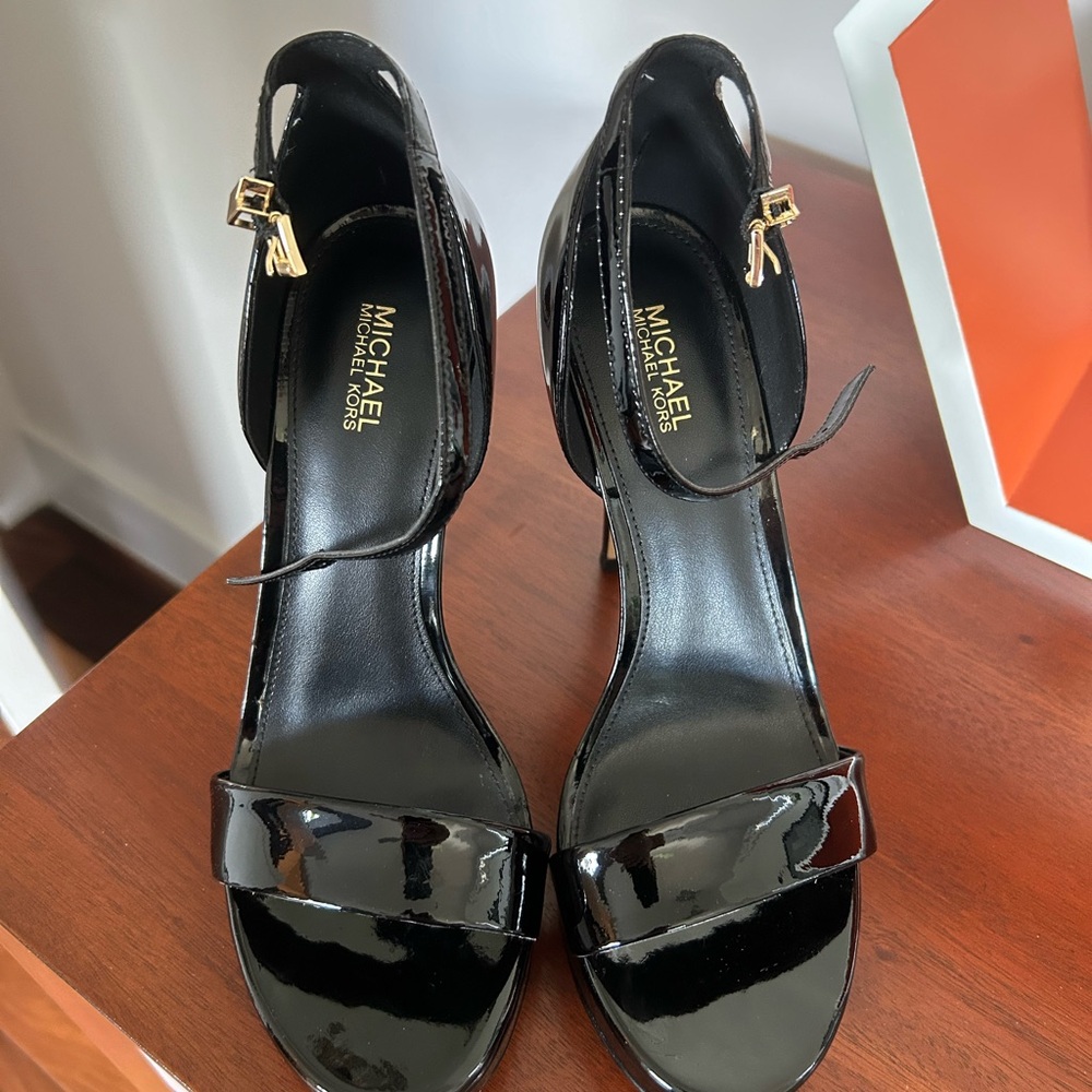 Michael Kors Black Heels with Gold Buckle